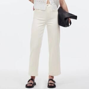 Madewell Emmett Wide-Leg Crop Jean Welt Pocket Edition Tile White Size 31 P NWT